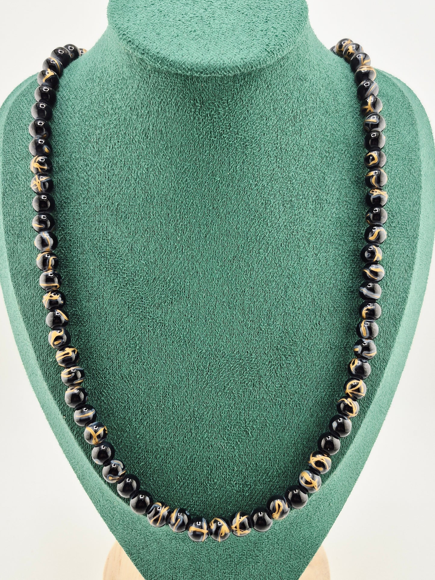 Necklace, 70cm Glass Drawbench Beads (Black, Midnight Blue, Dark Red)