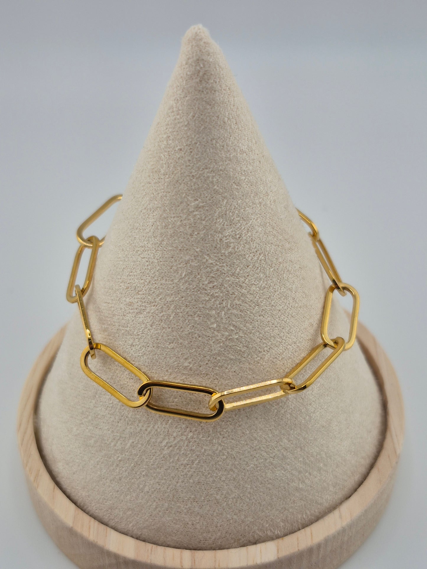 Bracelet, 18K Gold (Plate) Paperclip Chain (21cm/17cm)