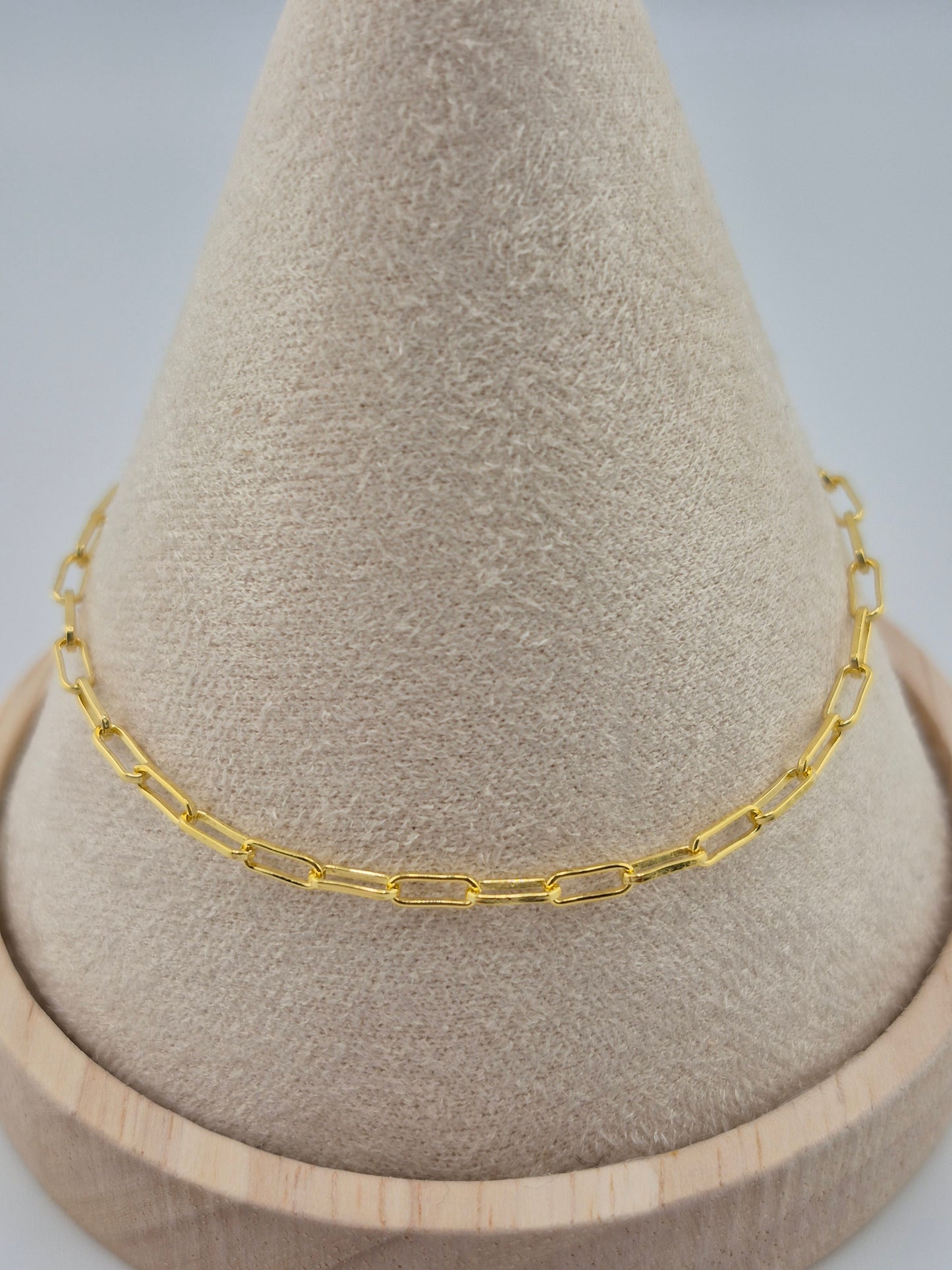 Bracelet, Paperclip Chain, 18K Gold (Plated), 925 Sterling Silver (16cm)