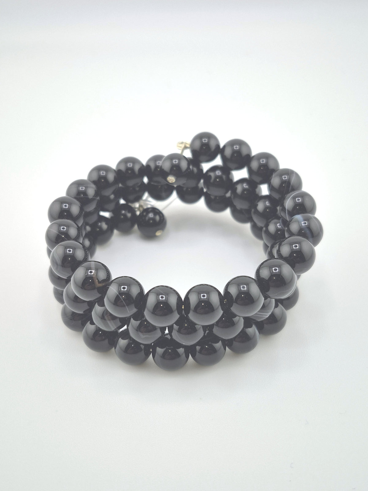 Natural Agate, Black, Memory Bracelet - Multi-strand - 8mm/10mm Bead