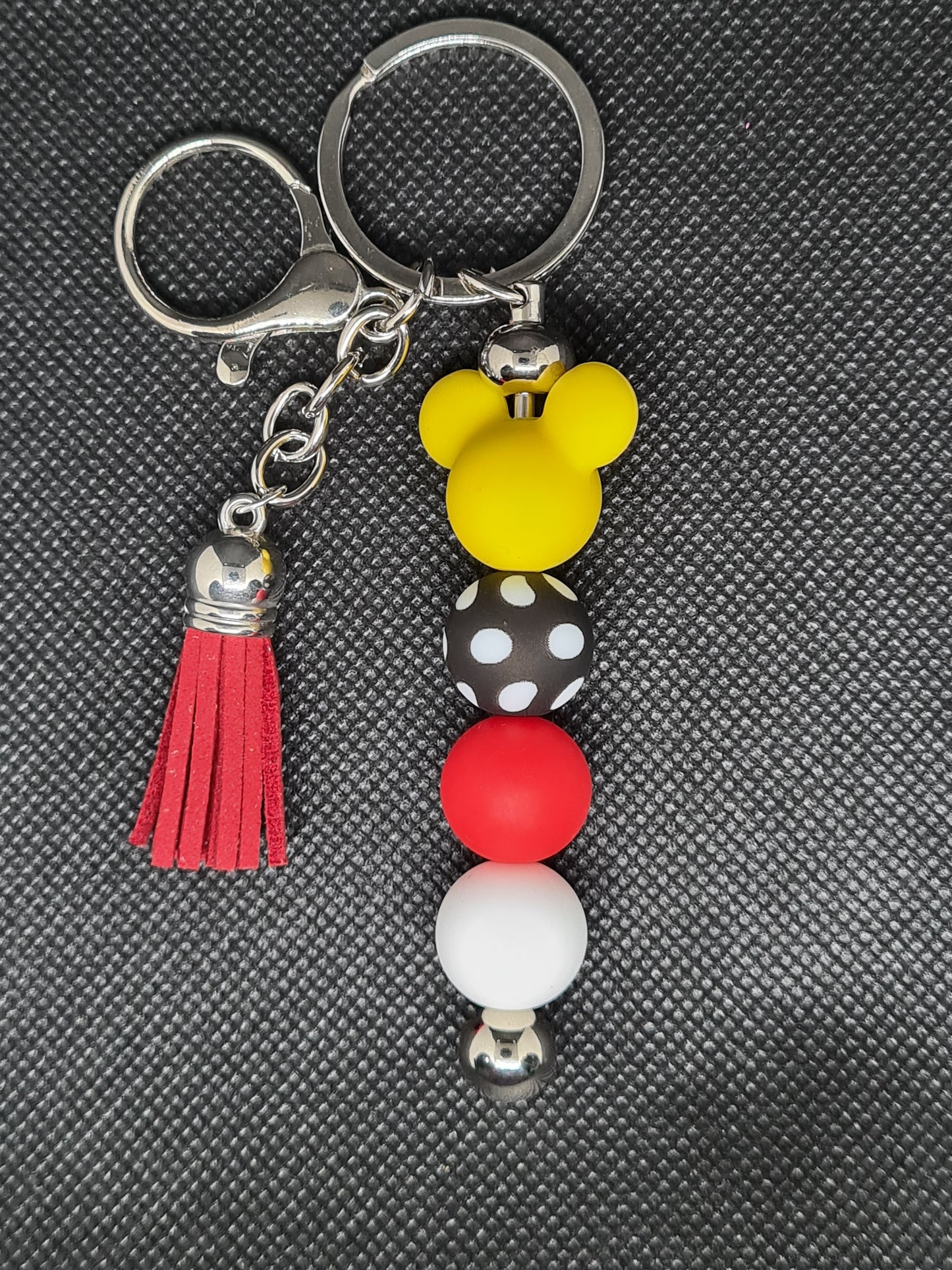 Disney Key Chain, Black or Silver with Tassel