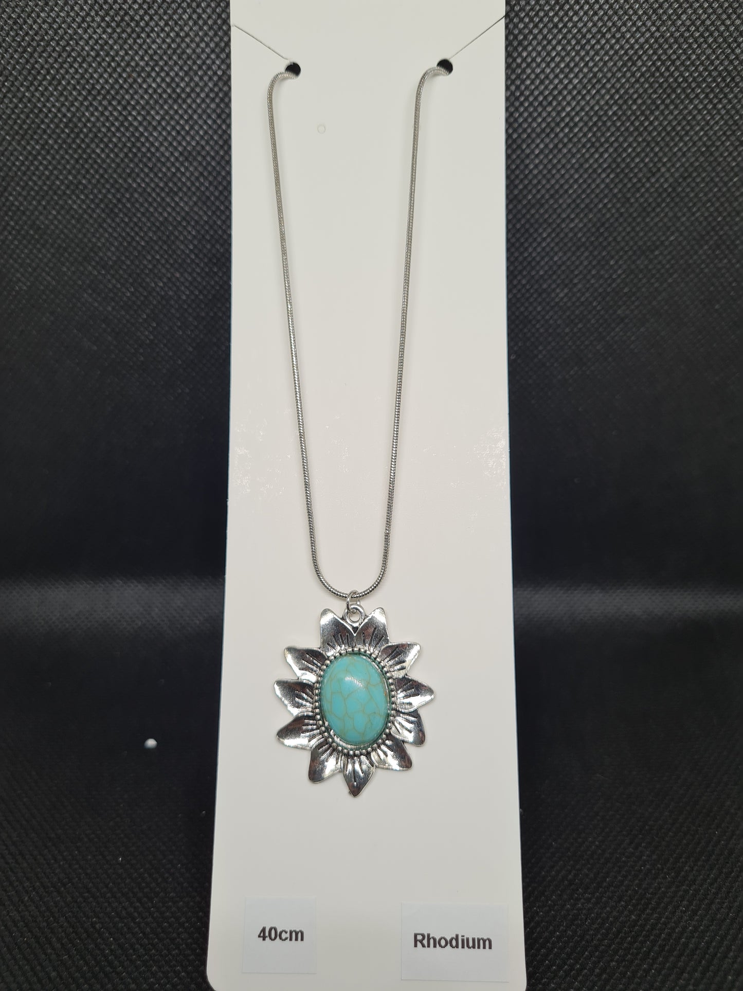 Retro Turquoise Necklaces, Rhodium/Silver (40/50cm)