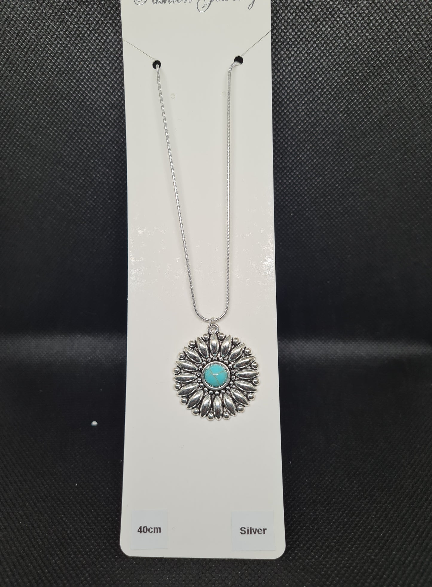 Retro Turquoise Necklaces, Rhodium/Silver (40/50cm)