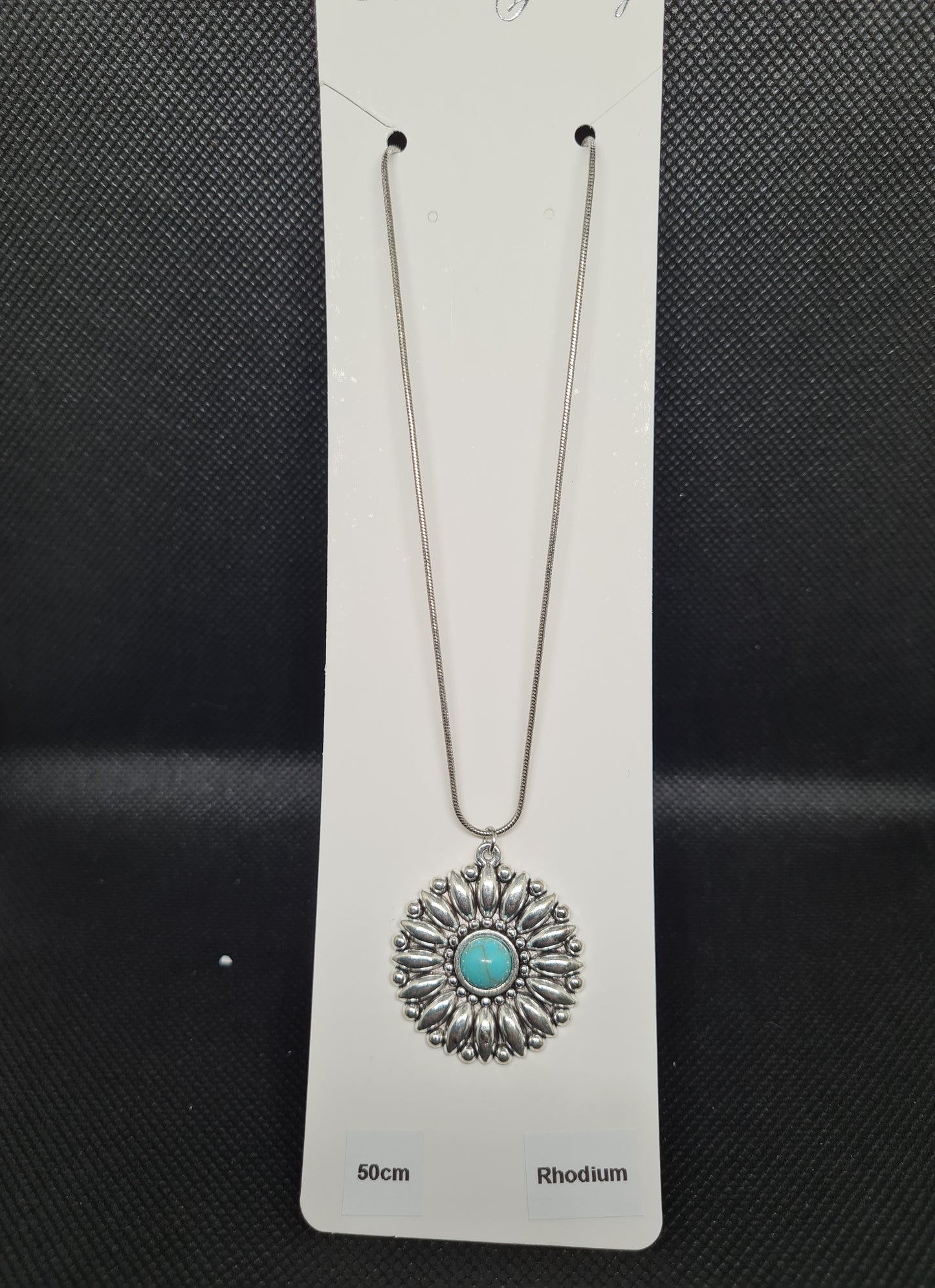 Retro Turquoise Necklaces, Rhodium/Silver (40/50cm)