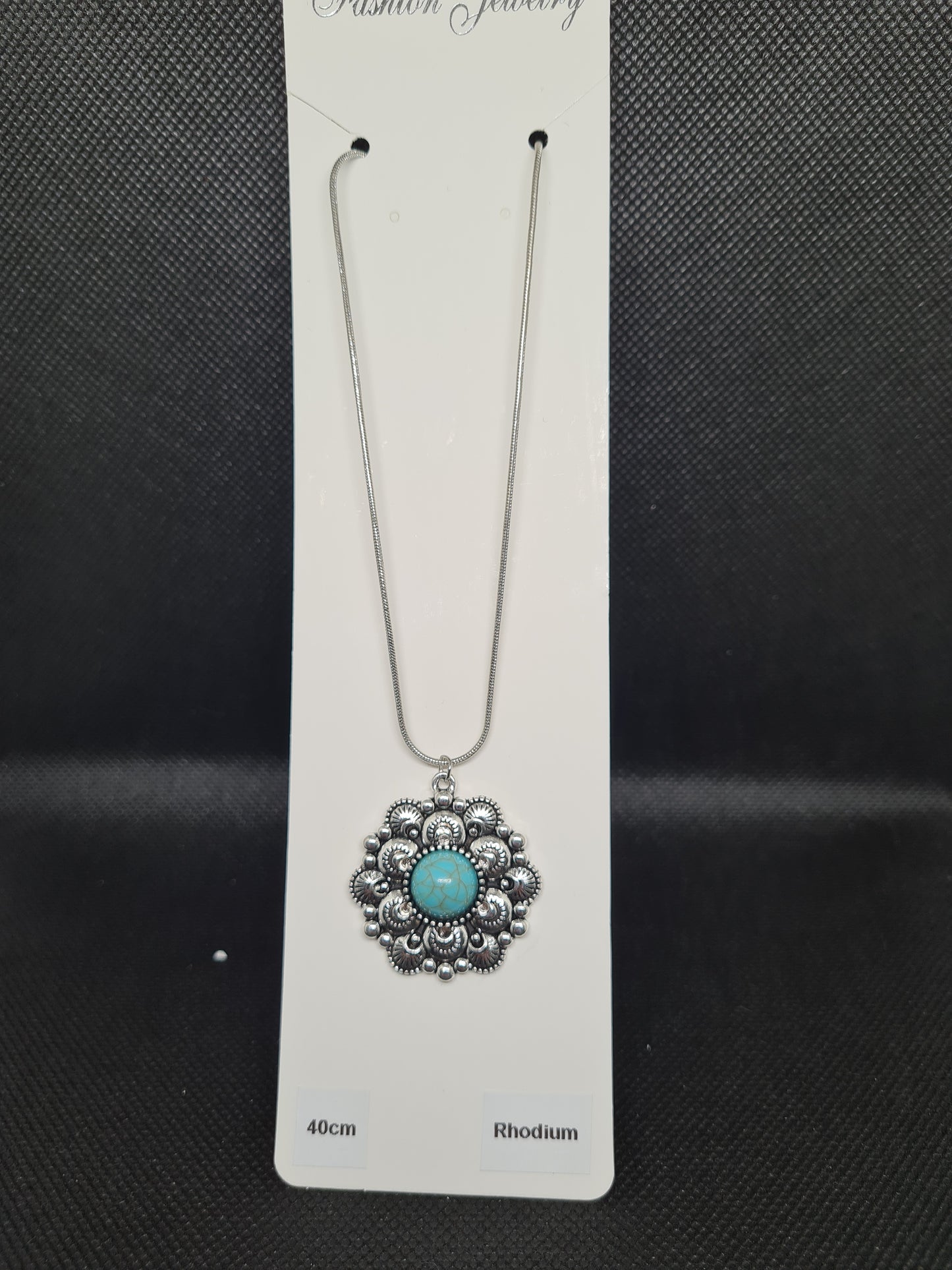 Retro Turquoise Necklaces, Rhodium/Silver (40/50cm)