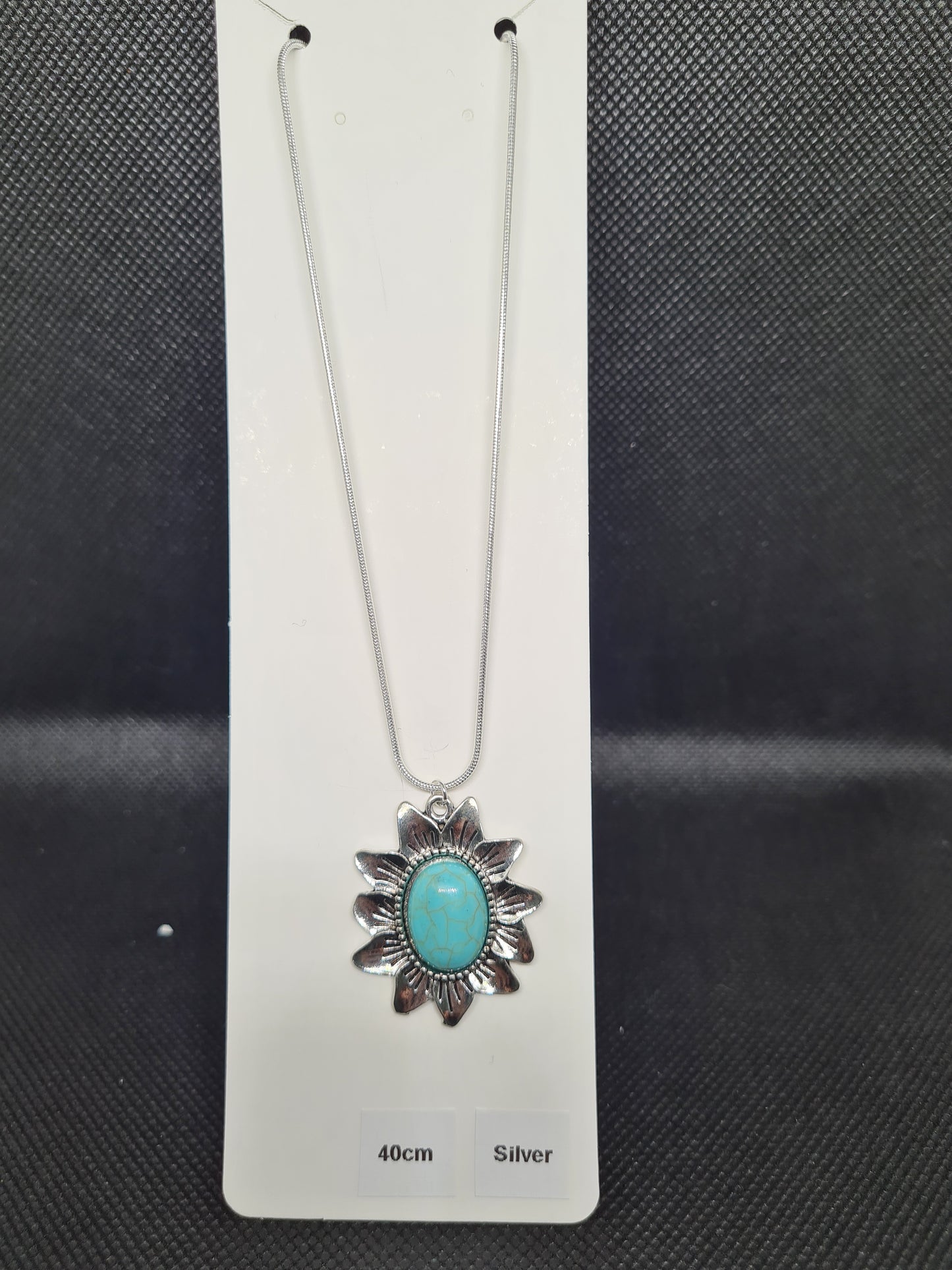Retro Turquoise Necklaces, Rhodium/Silver (40/50cm)