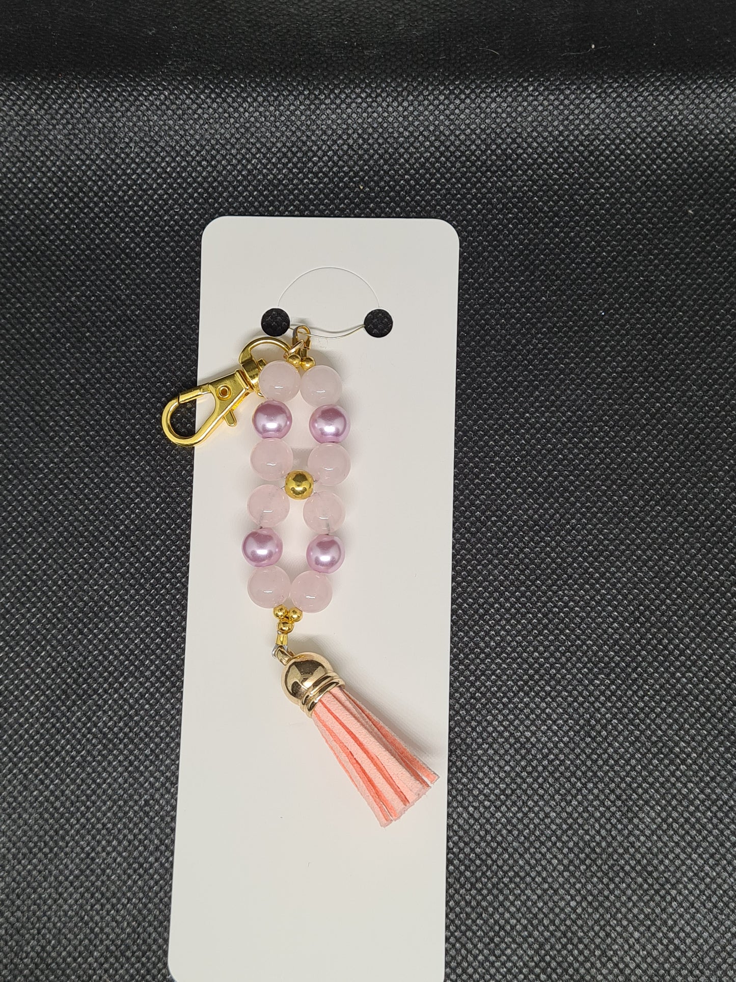 Rose Quartz/Pearlised Plum Keychain