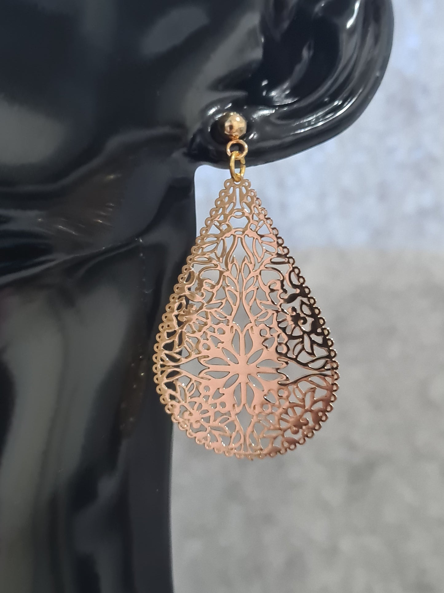 Teardrop Earrings, Gold, (Ball Stud/Shepherd Hook