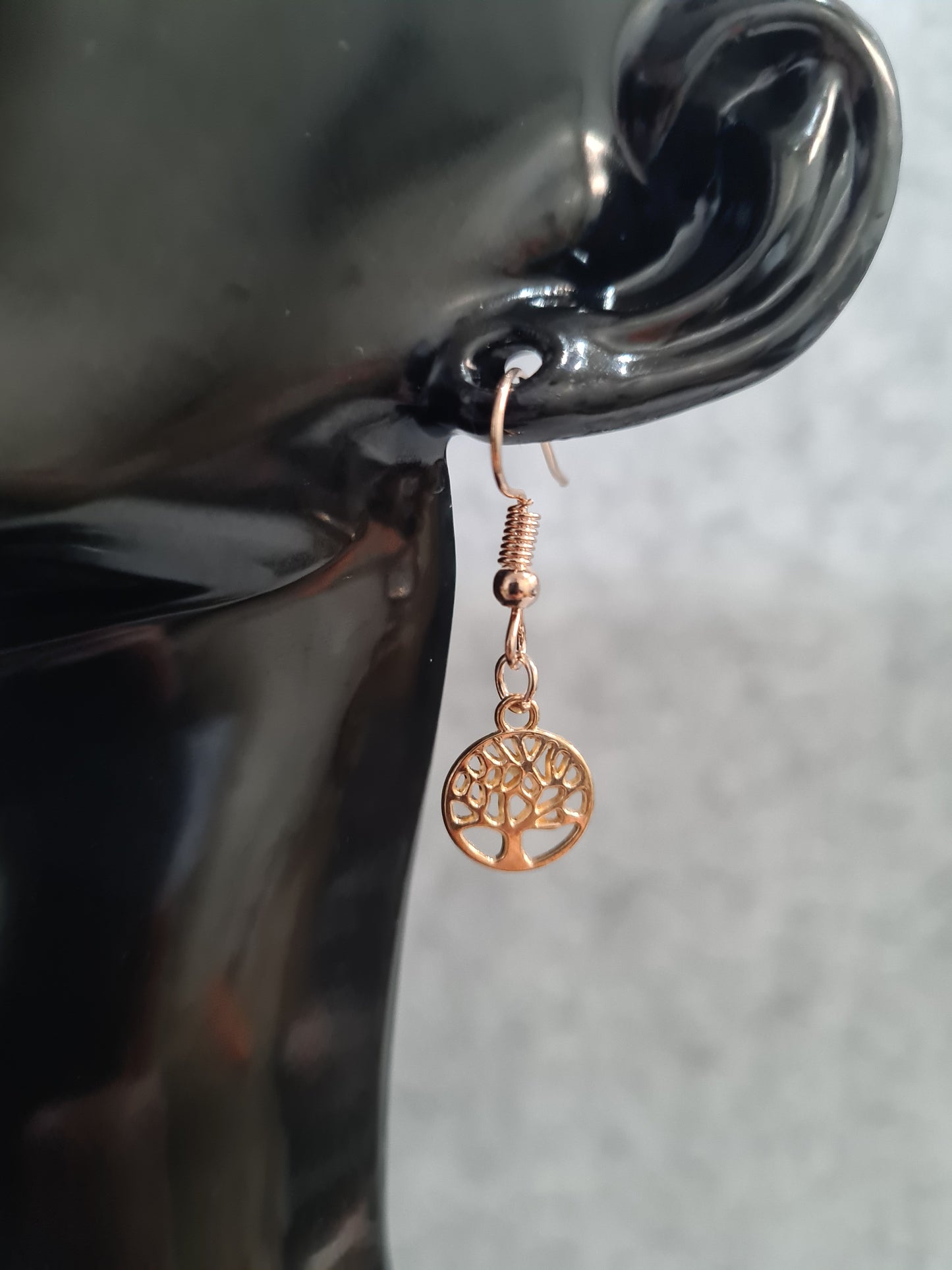 Tree Of Life Earrings, Shepherd Hook (Rose Gold & Silver)