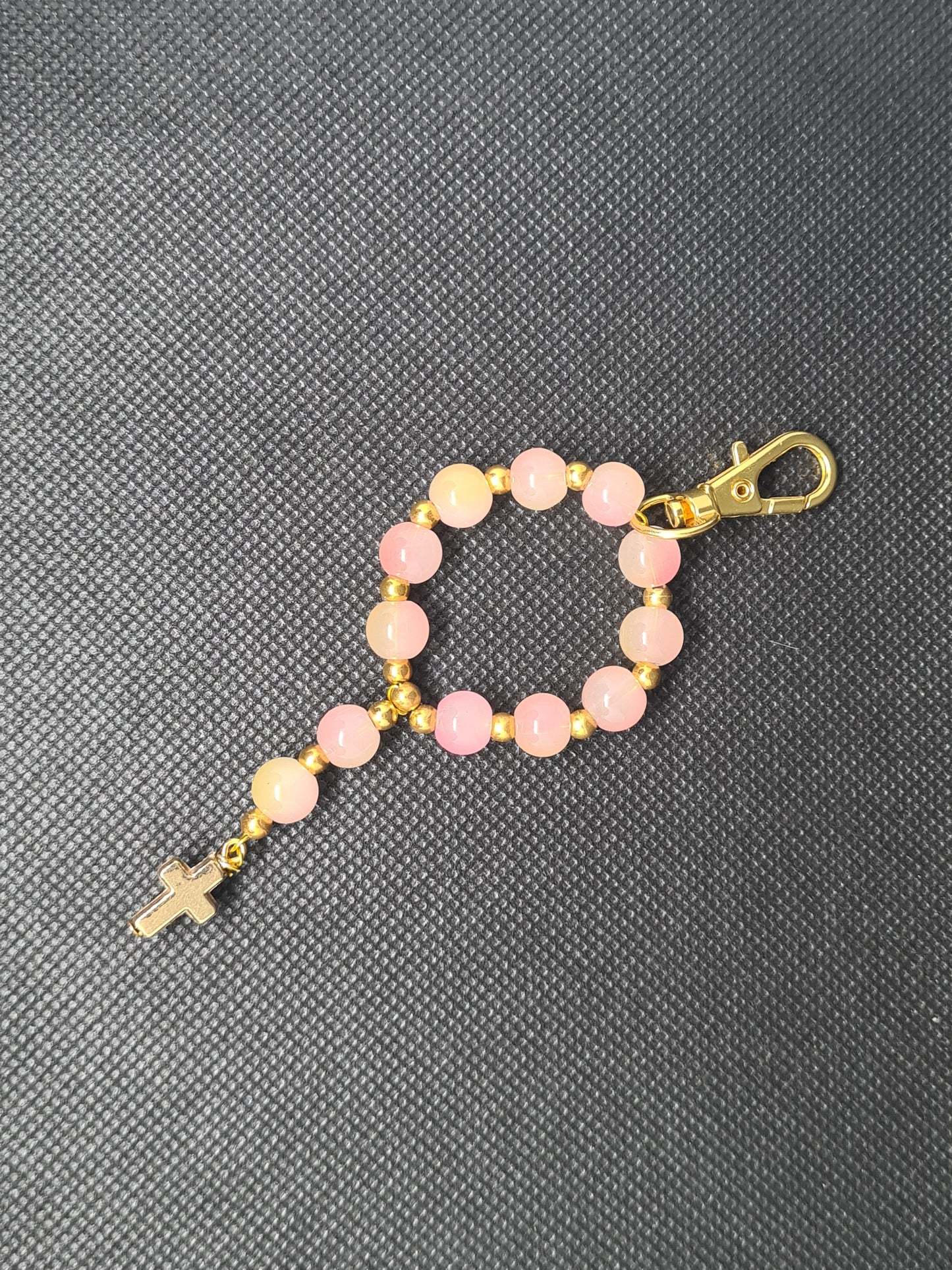 Bead & Cross, Lanyard, Gold & Silver (Various Colours)