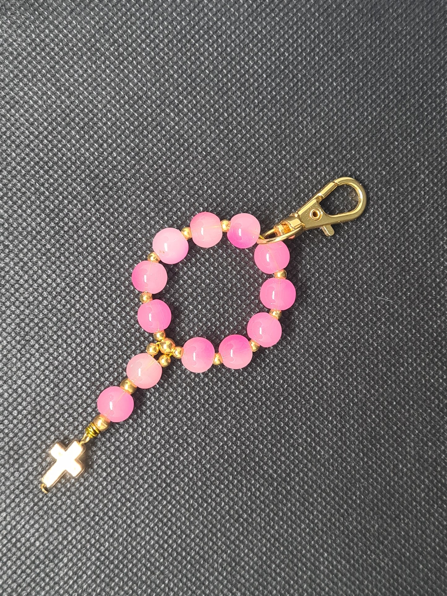 Bead & Cross, Lanyard, Gold & Silver (Various Colours)