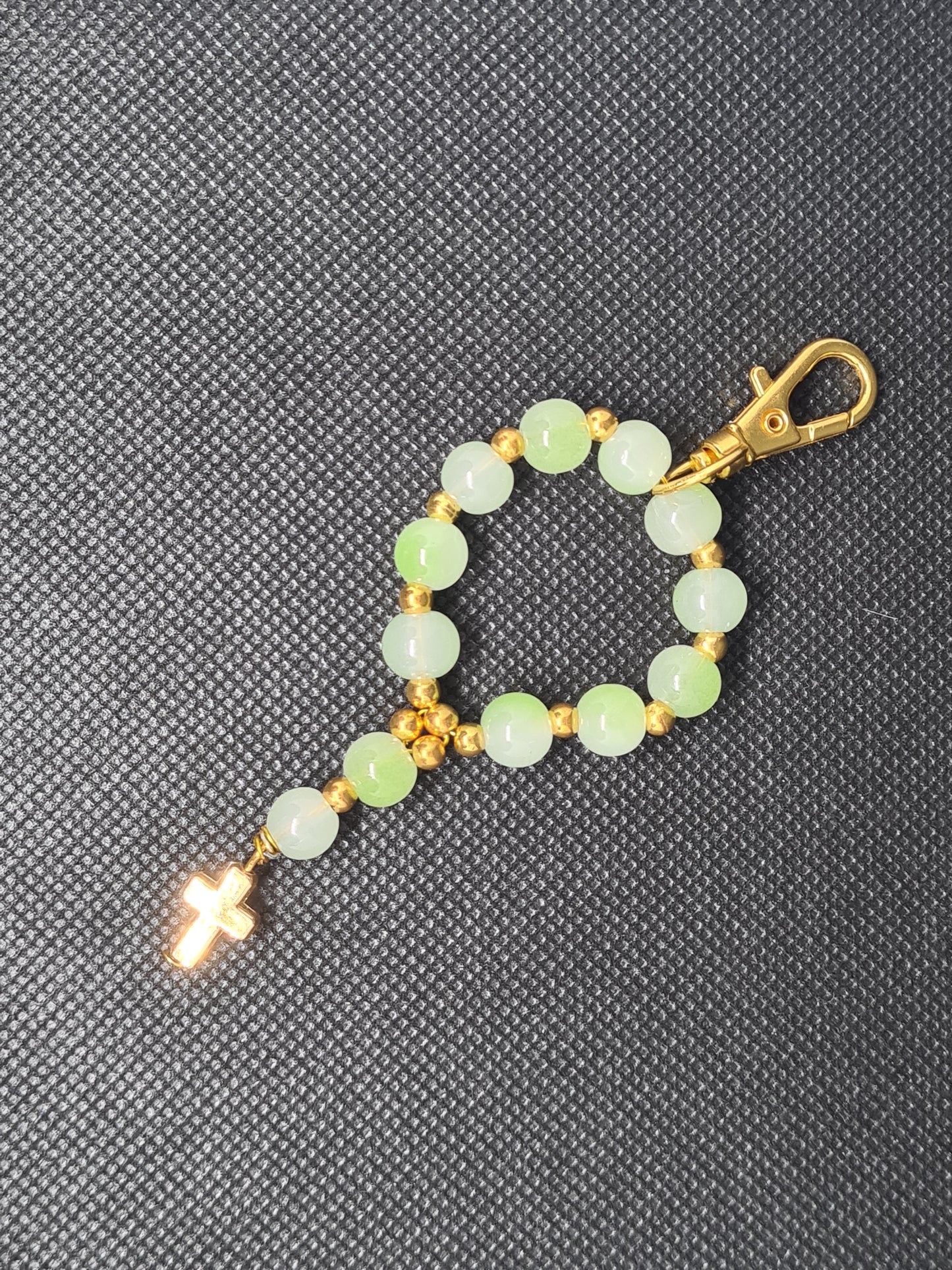 Bead & Cross, Lanyard, Gold & Silver (Various Colours)