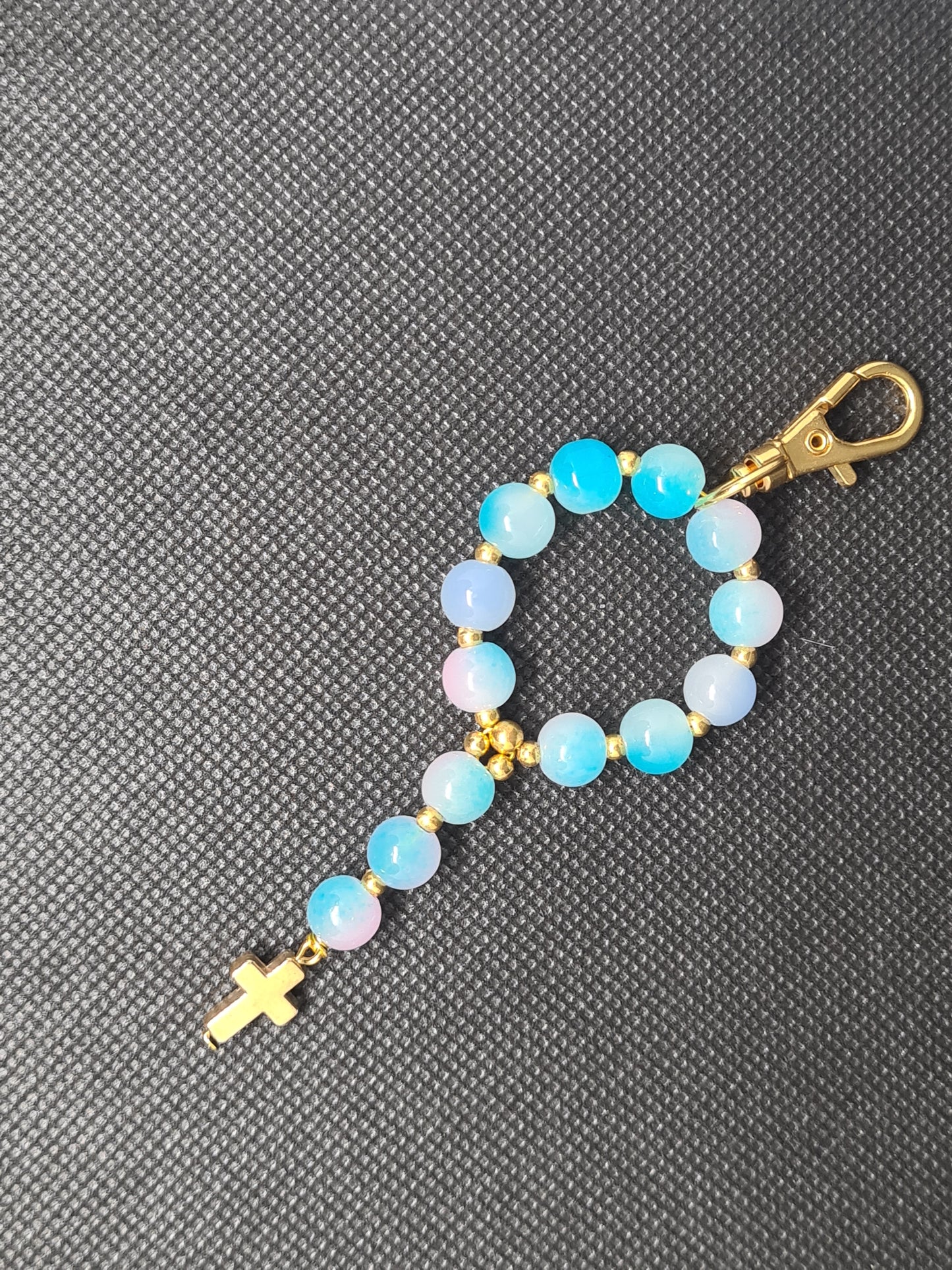 Bead & Cross, Lanyard, Gold & Silver (Various Colours)