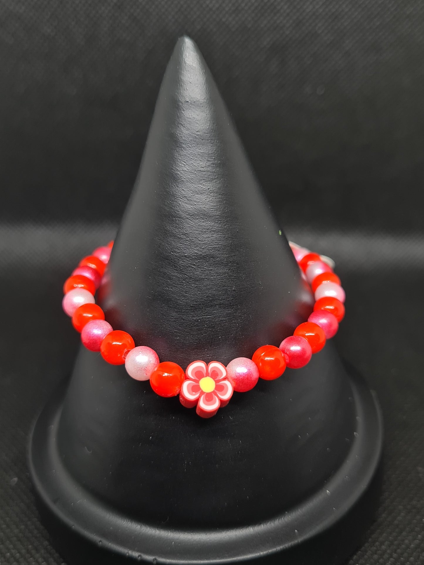 2 tone Colour Flower Bracelets (Purple, Orange, Red) (16cm)