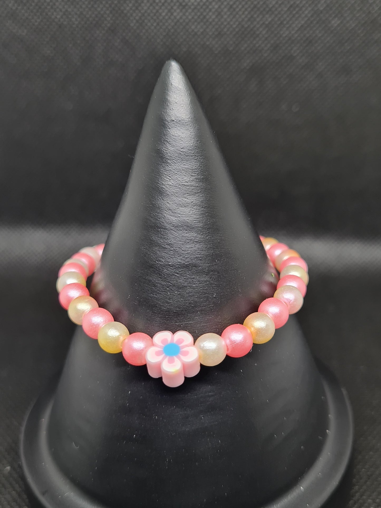 2 tone Colour Flower Bracelets (Grn, Blue, Lt Pink, Dk Pink) (15cm)