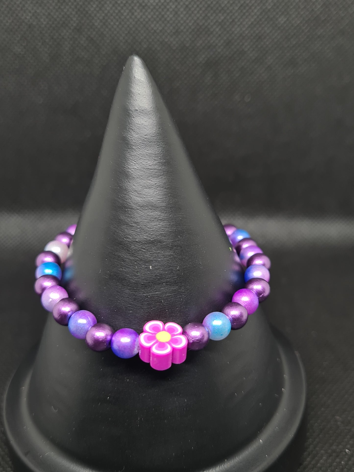 2 tone Colour Flower Bracelets (Purple, Orange, Red) (16cm)