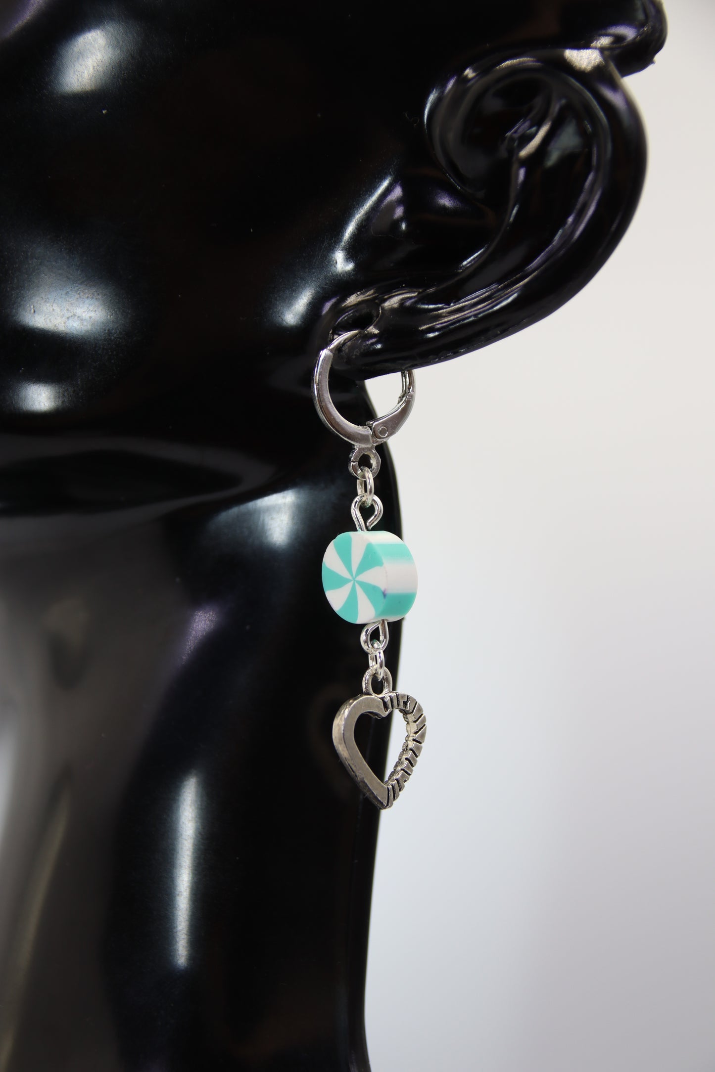Candy Heart Earrings, Silver (Sleepers)