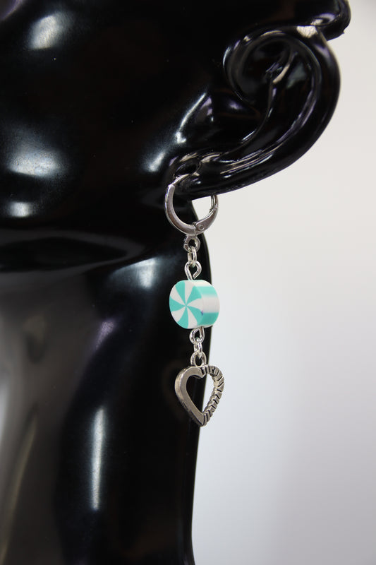 Candy Heart Earrings, Silver (Sleepers)