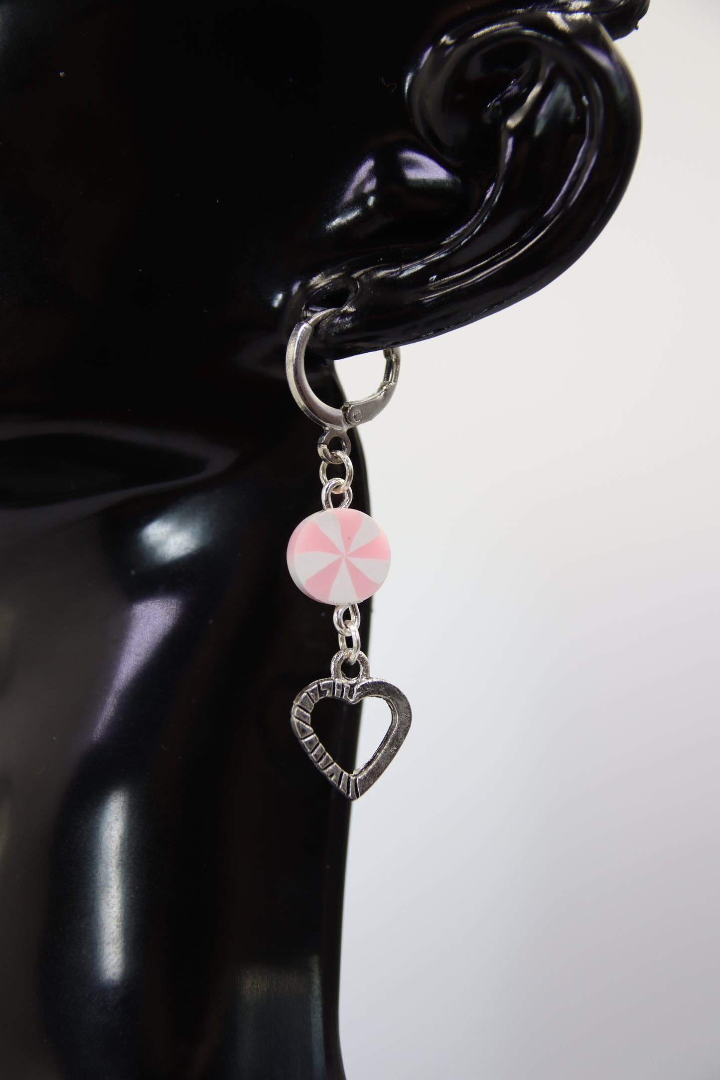 Candy Heart Earrings, Silver (Sleepers)
