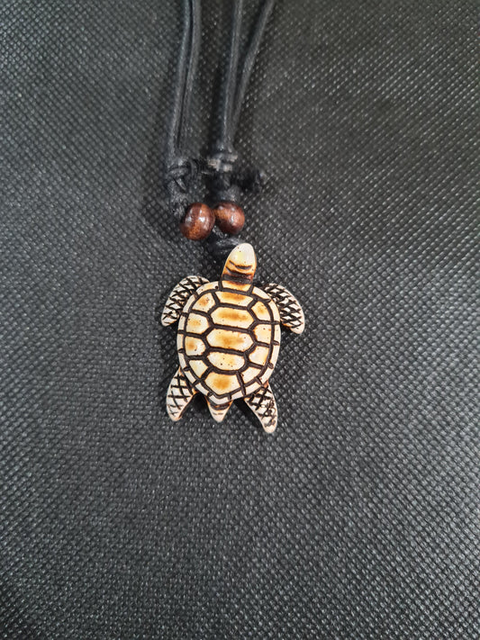 Traditional Turtle Necklace, Brown, Adjustable