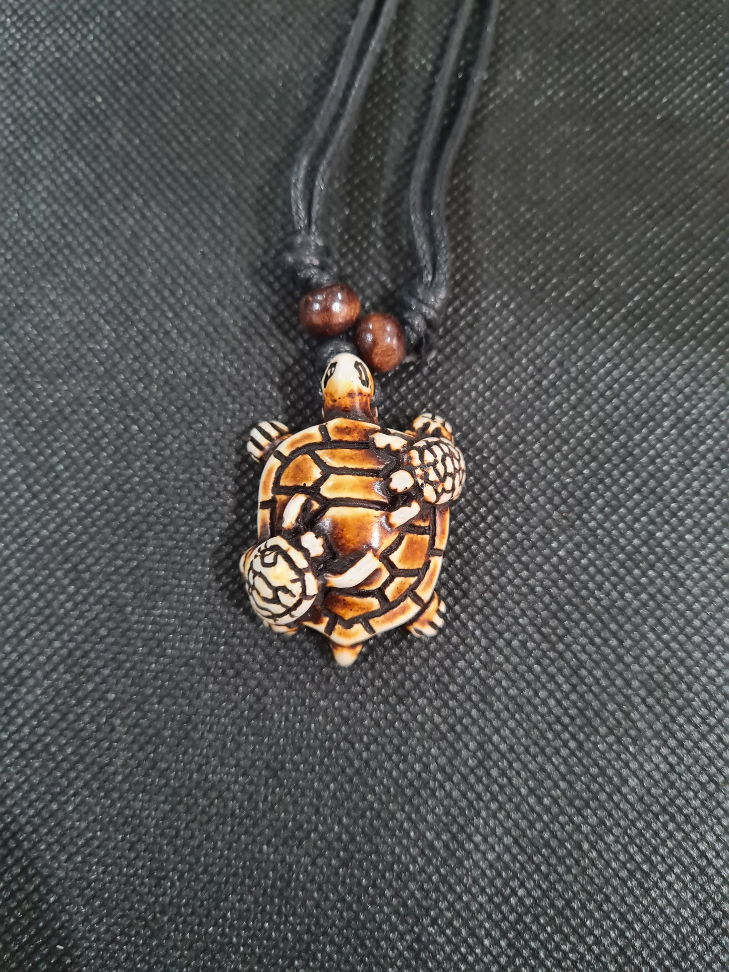 Traditional Turtle Necklace, Brown, Adjustable