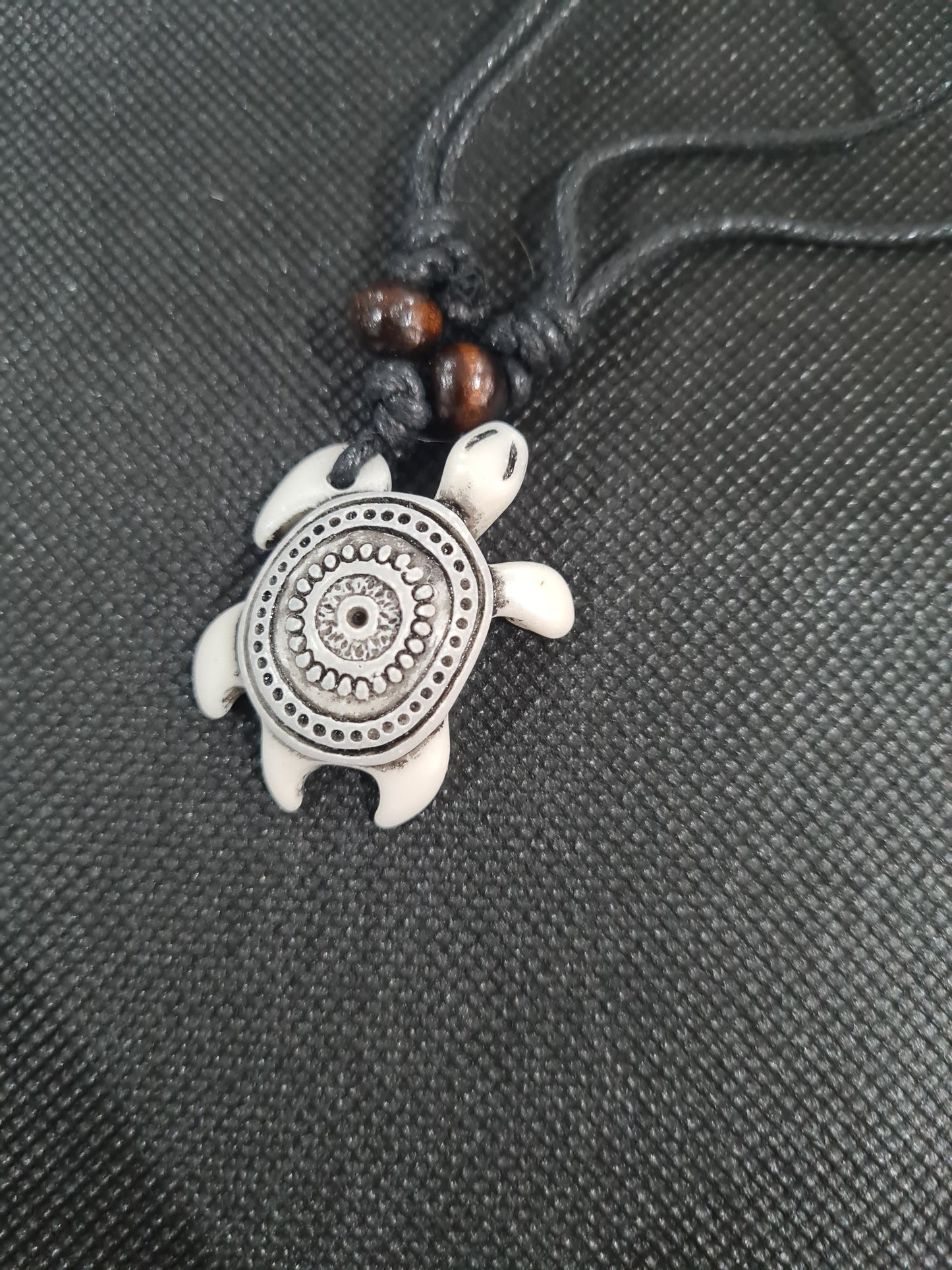 Traditional Turtle Necklace, White, Adjustable