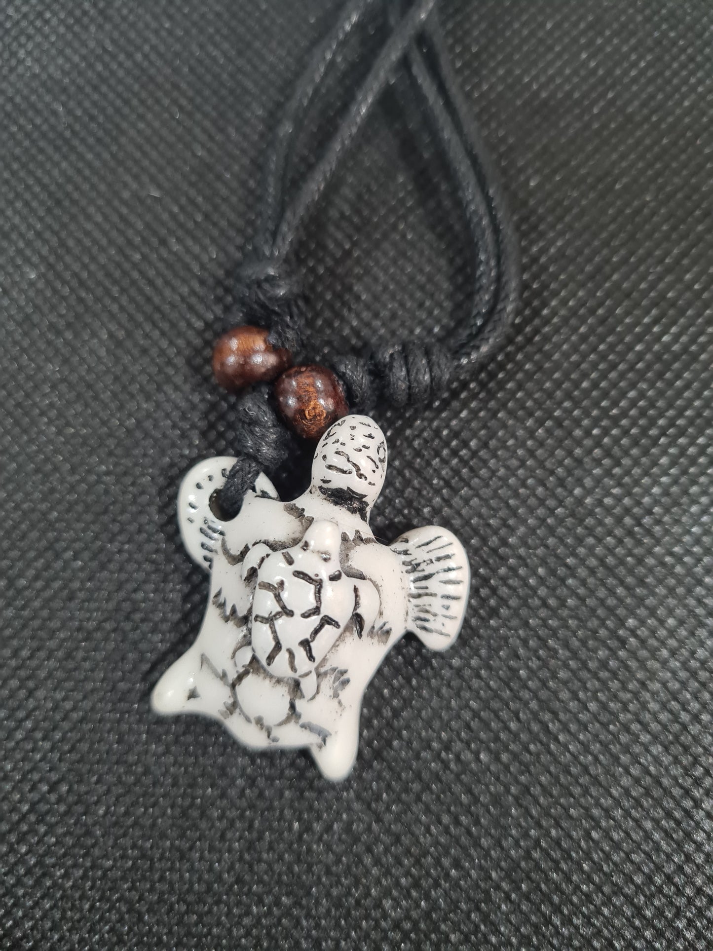 Traditional Turtle Necklace, White, Adjustable
