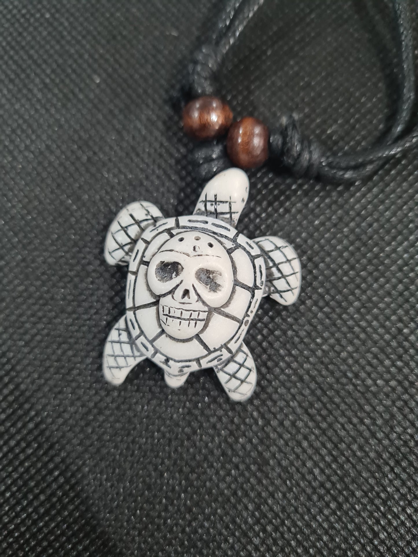 Traditional Turtle Necklace, White, Adjustable