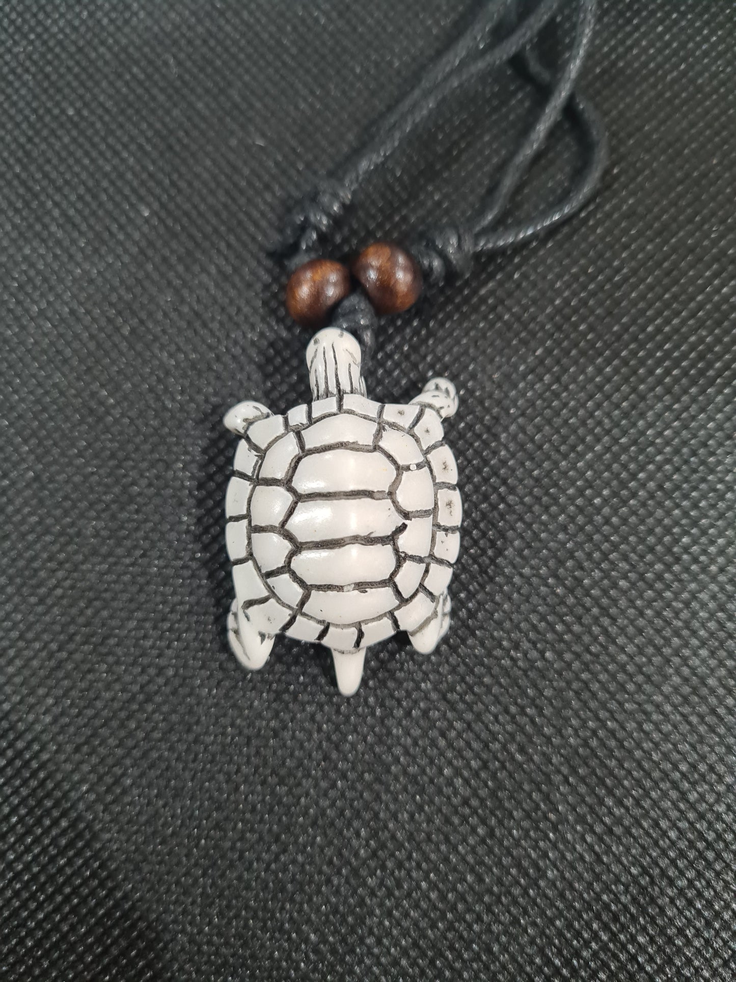 Traditional Turtle Necklace, White, Adjustable