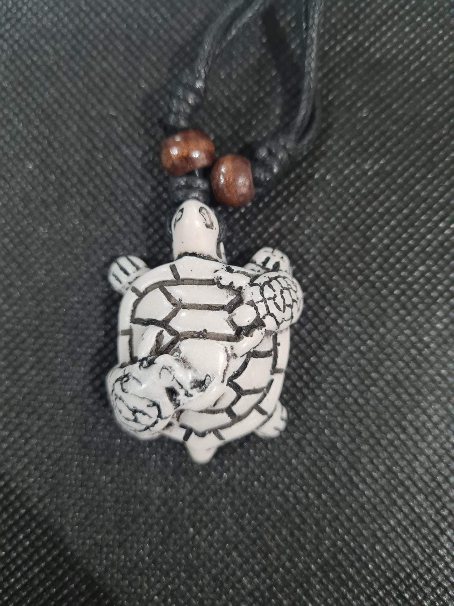 Traditional Turtle Necklace, White, Adjustable