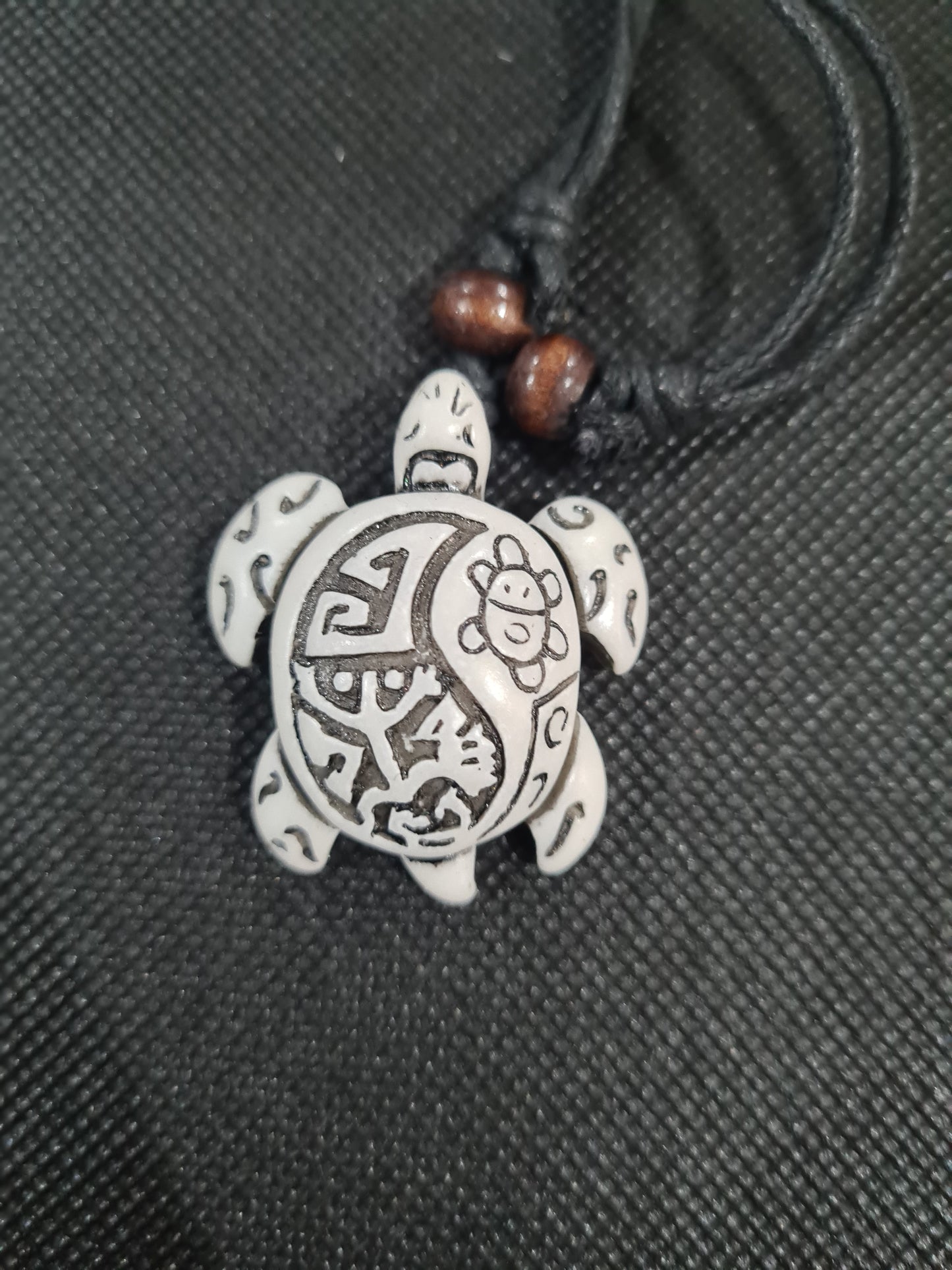 Traditional Turtle Necklace, White, Adjustable