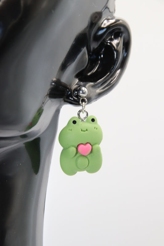 Frog Earrings, Silver Studs