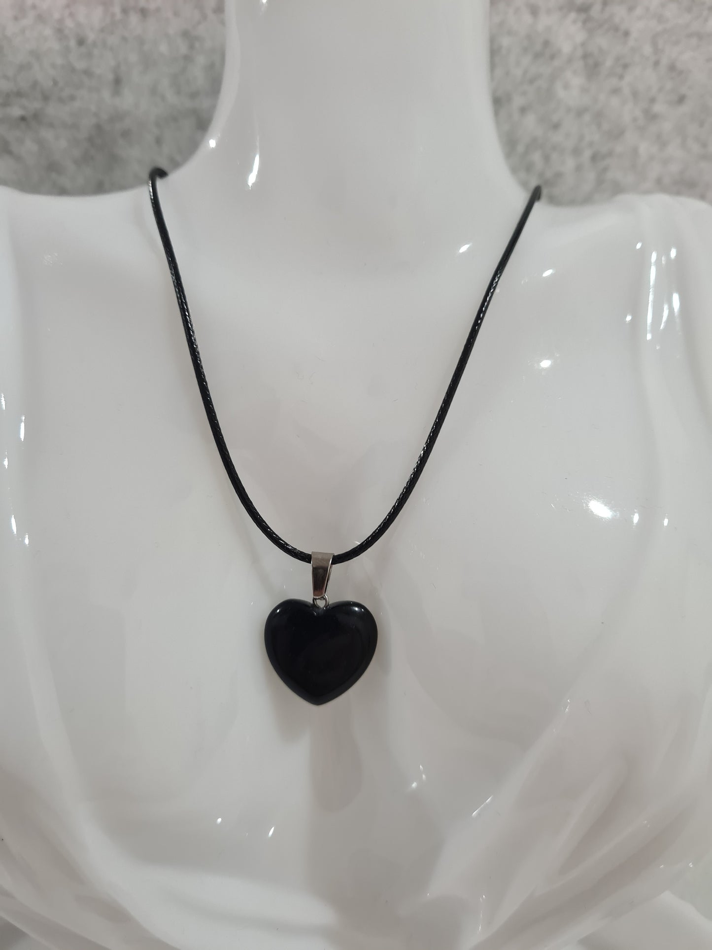 Black Obsidian Heart Pendant Necklace