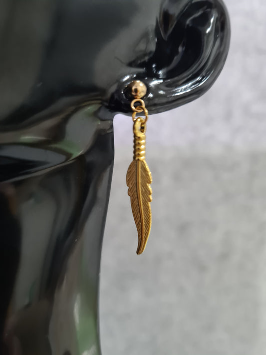 Retro Feather Stud Earring (Gold/Silver)