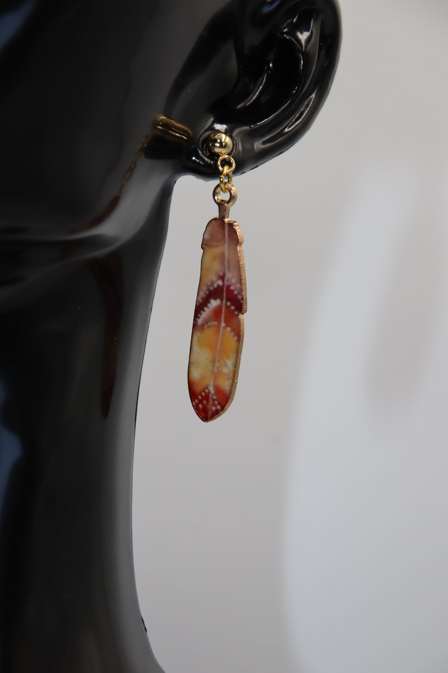 Bohemian Colourful Feather, Stud Earrings (Gold/Rose Gold/Sterling Silver)