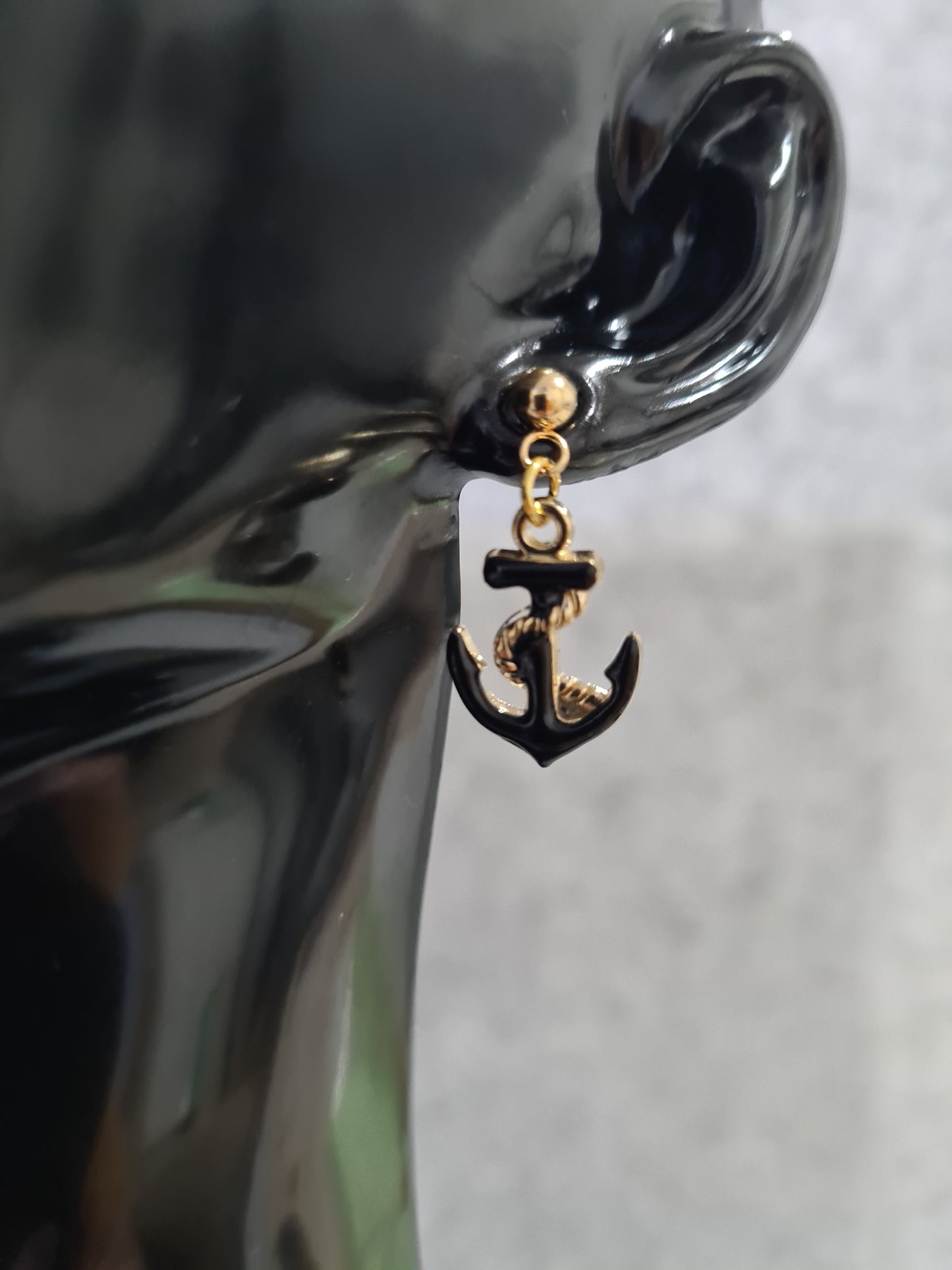 Ship Anchor, Enamel/Alloy, Earrings, Gold Stud