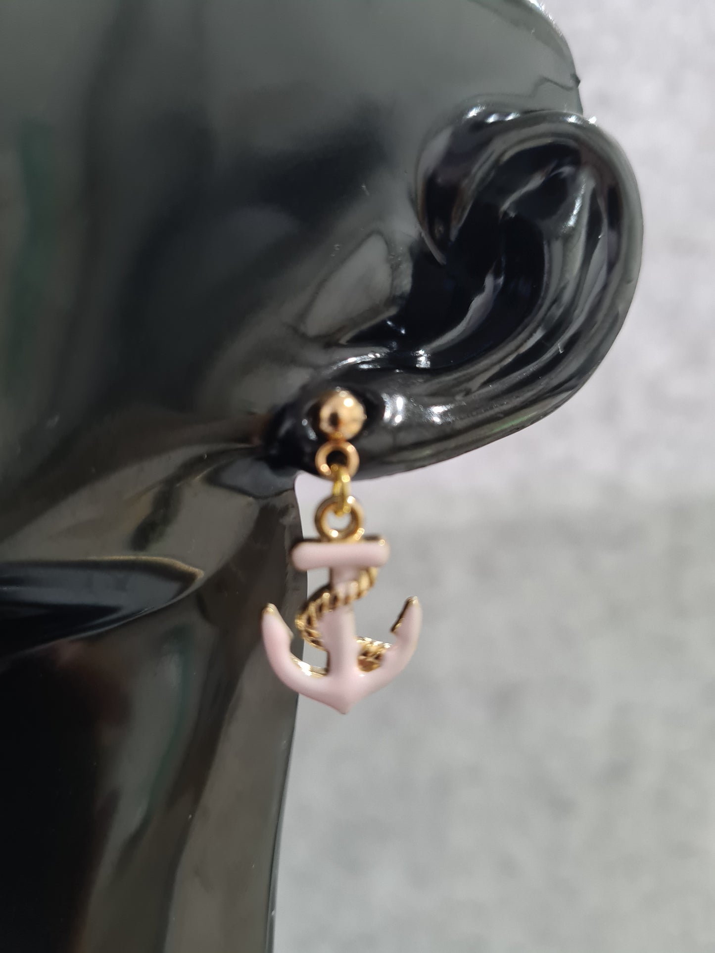 Ship Anchor, Enamel/Alloy, Earrings, Gold Stud