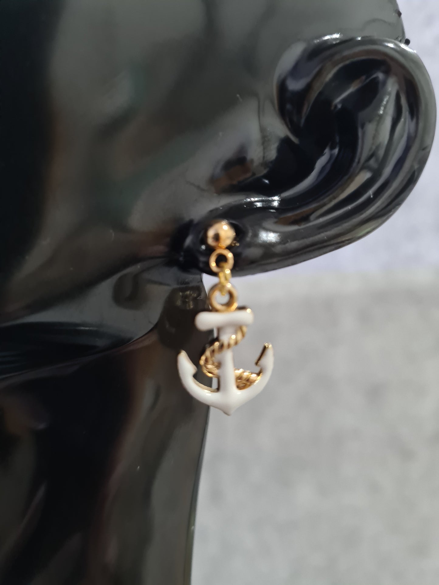 Ship Anchor, Enamel/Alloy, Earrings, Gold Stud