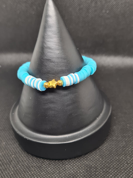 Blue & White, Clay Beads (16cm)