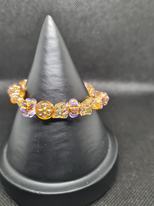 Purple and Gold with Butterflies Plastic Bracelet(15cm)