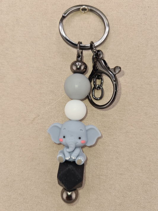 Elephant, Black Keychain