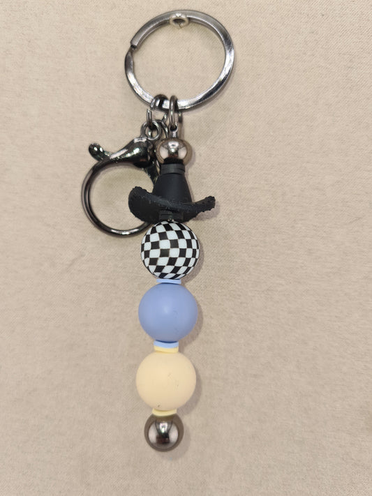 Cowboy Hat, Black Keychain (Black, Brown)