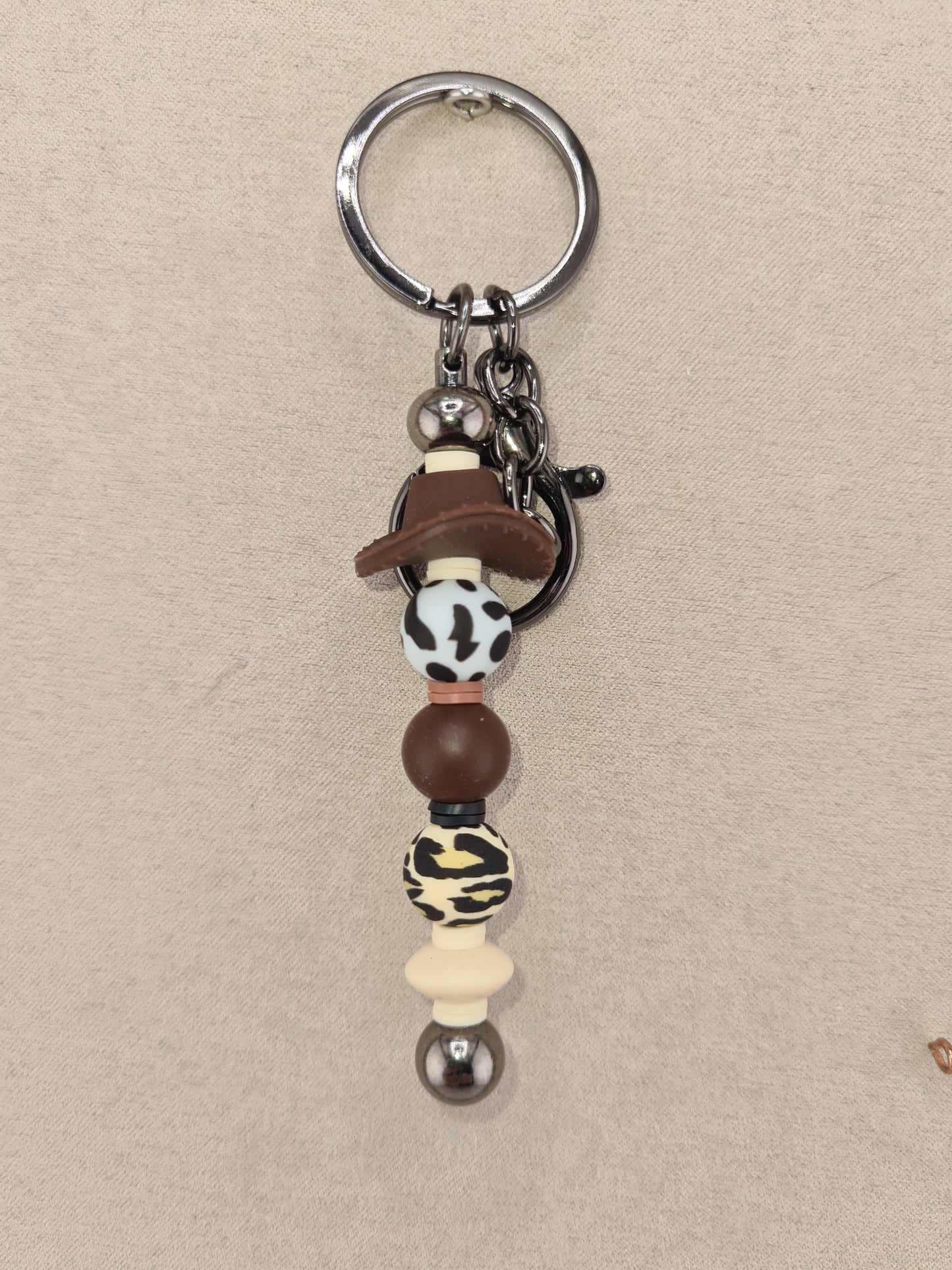 Cowboy Hat, Black Keychain (Black, Brown)