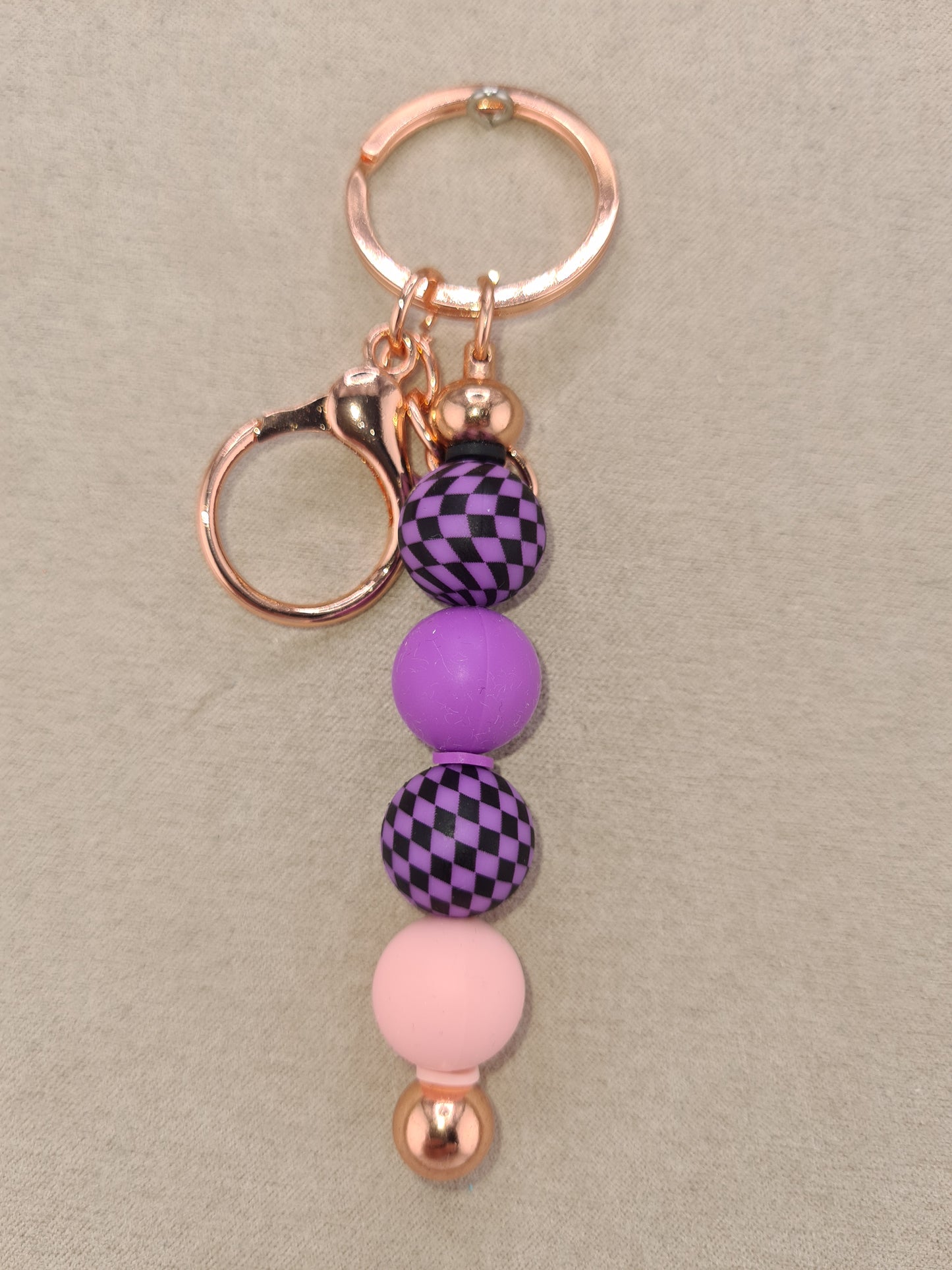 Checkered Theme, Rose Gold Keychain