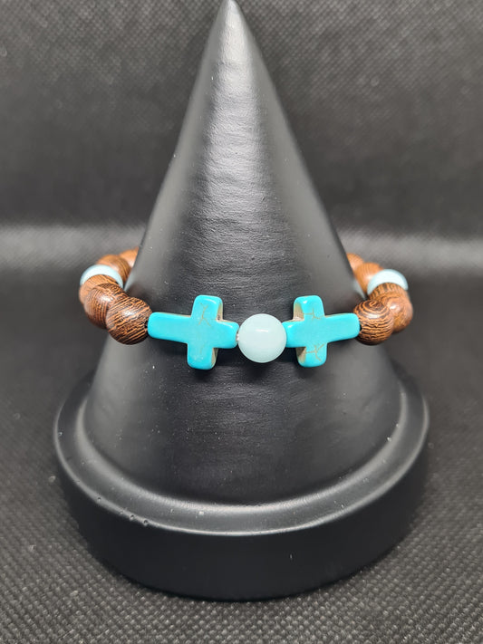 Natural Wooden Bracelet, Luminous, Cross