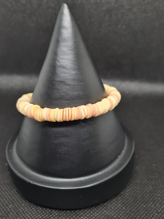Bracelet, Beige & Brown Clay Beads (15cm)