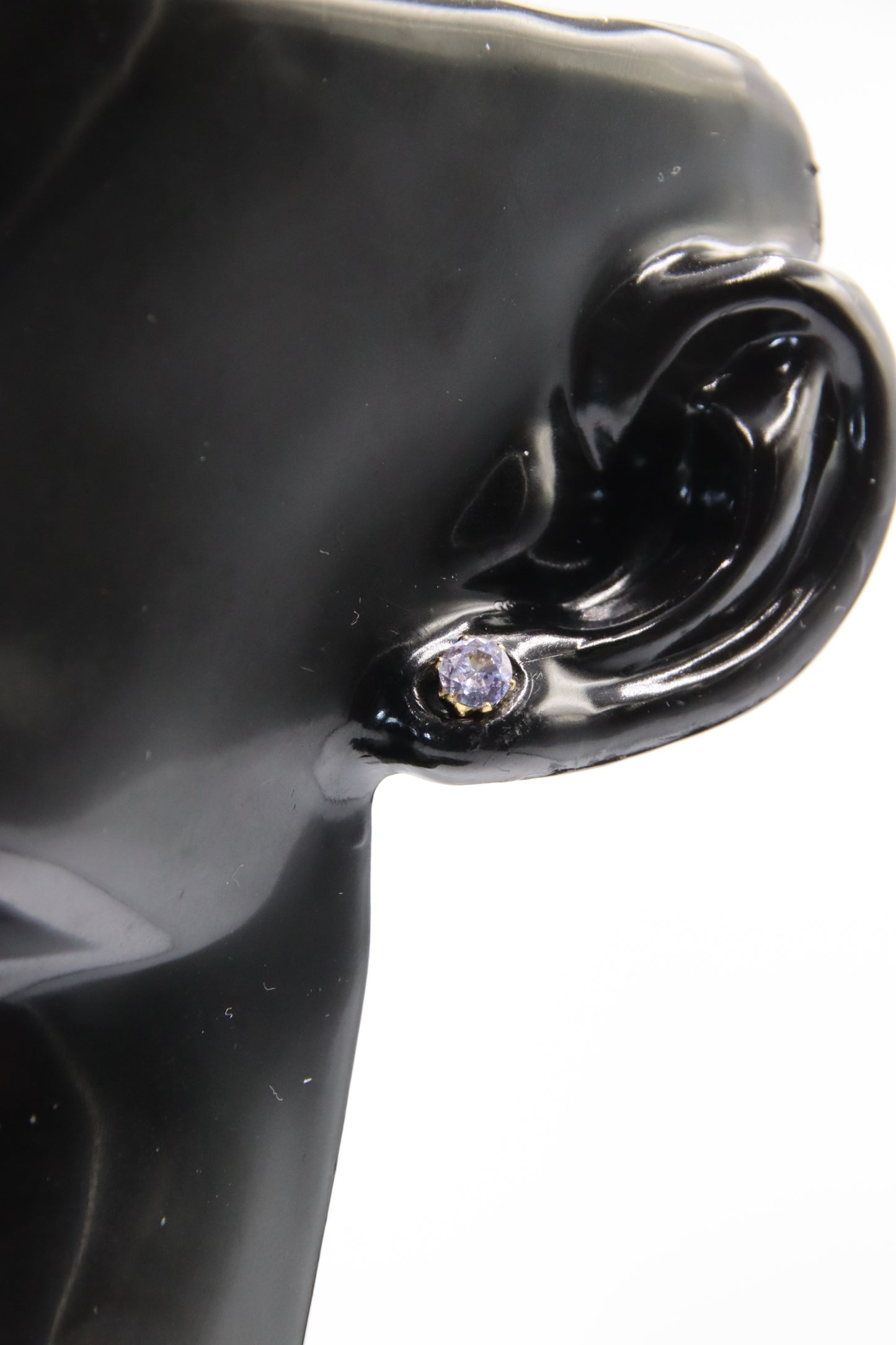 Earring, Stud, Zircon, Gold, 4mm, 316L Stainless