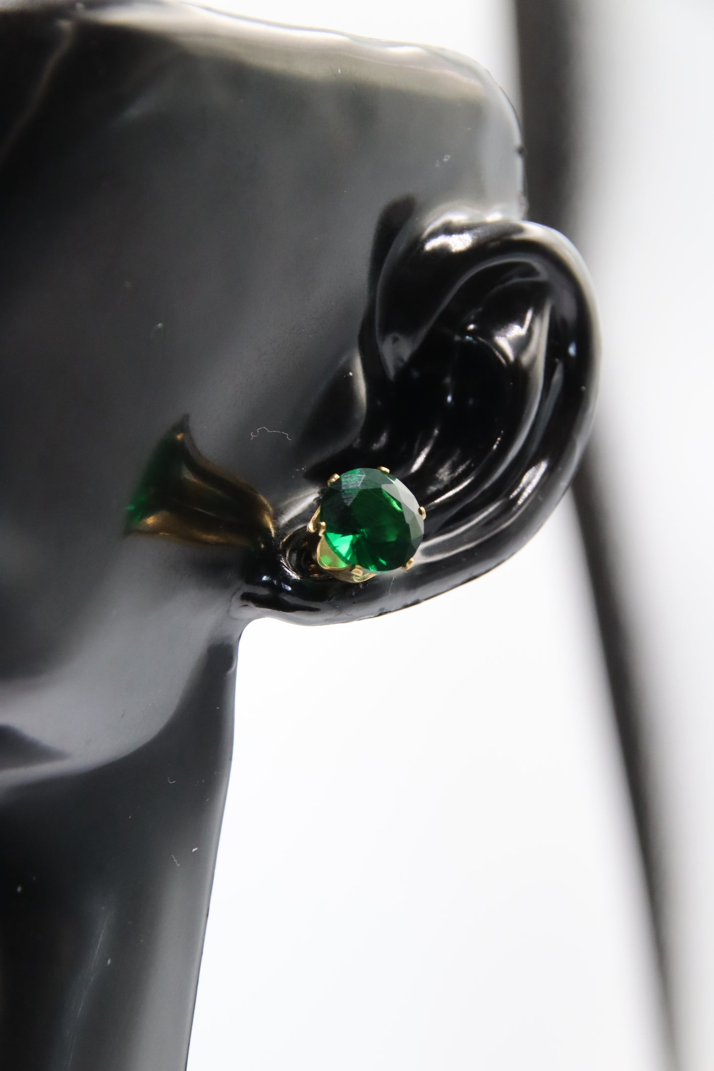 Earring, Stud, Zircon, Gold, 8mm, 316L Stainless