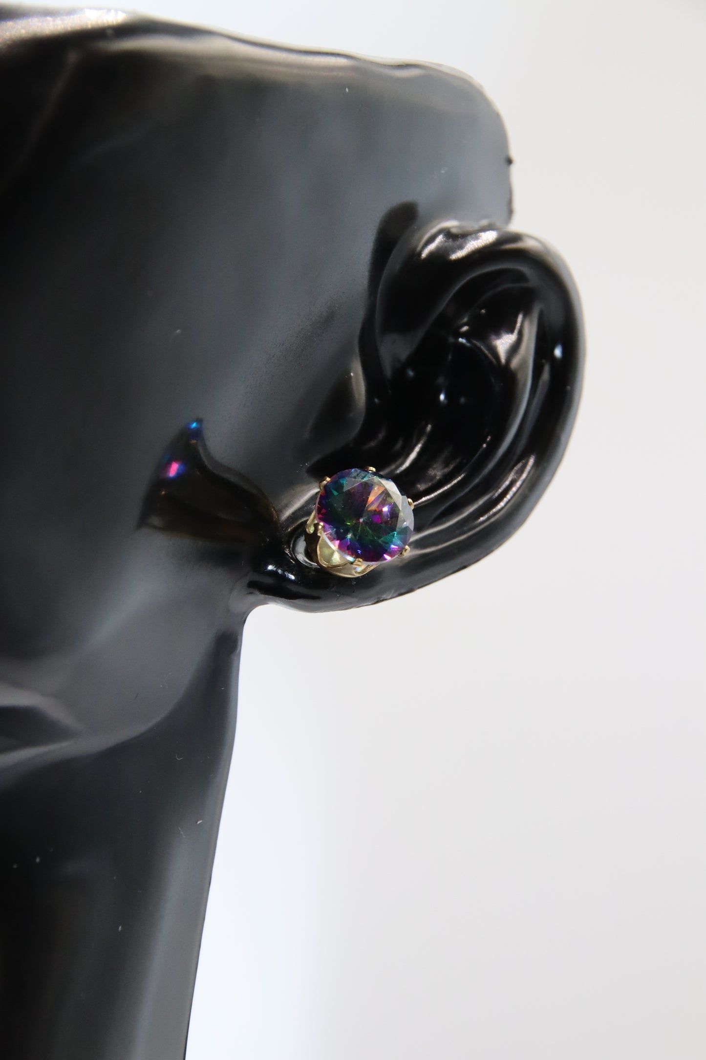 Earring, Stud, Zircon, Gold, 8mm, 316L Stainless
