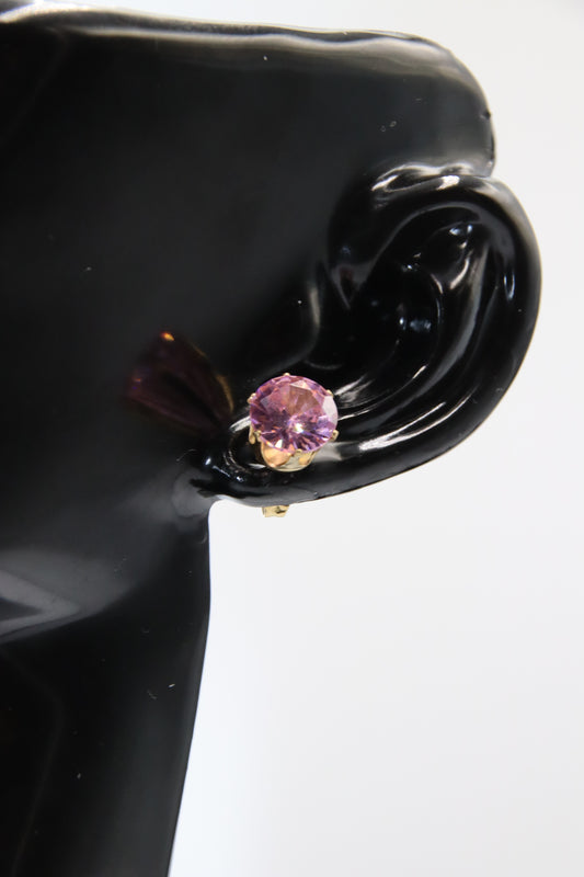 Earring, Stud, Zircon, Gold, 8mm, 316L Stainless